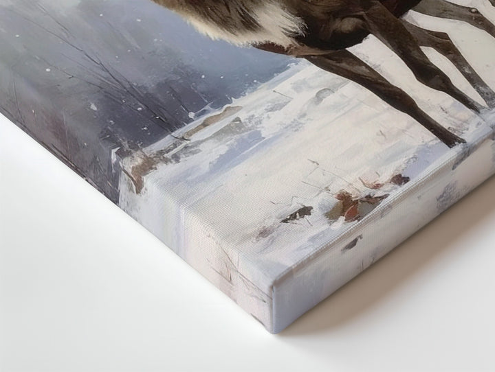 Graceful Reindeer in Snow Canvas – Peaceful Winter Forest Holiday Wall Art - Gifitto