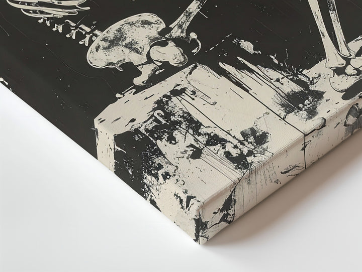 Contemplative Skeleton Canvas – Dark Anatomical Fine Art - Gifitto