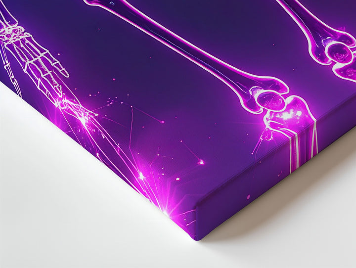 Neon Cyber Skeleton Canvas – Futuristic Techno-Halloween Wall Art - Gifitto