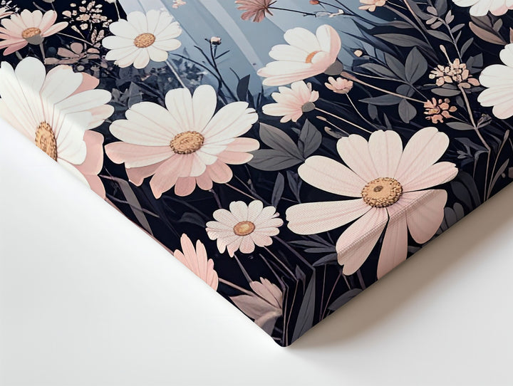 Ghost in Pastel Flower Field Canvas – Whimsical Fantasy Halloween Wall Art - Gifitto
