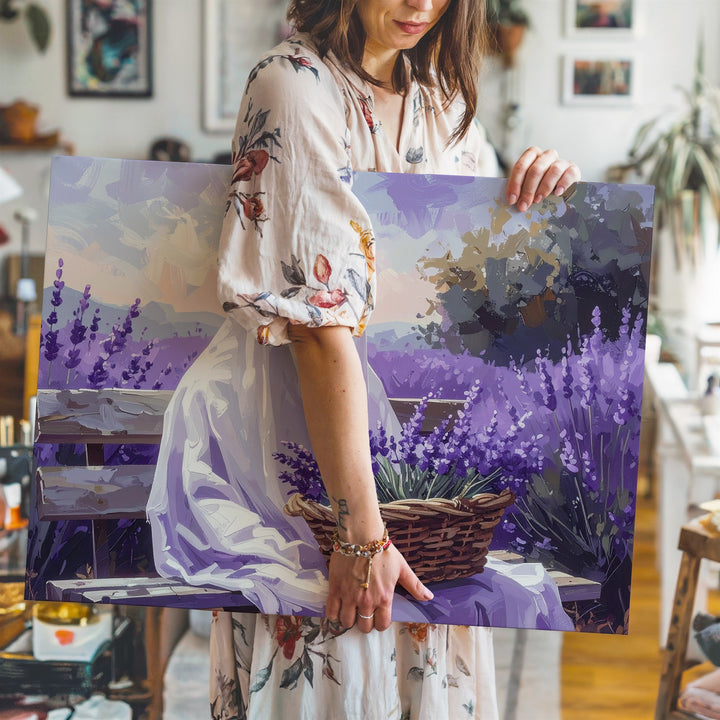 Lavender Field Ghost Canvas – Pastel Halloween Spirit in Nature Wall Art - Gifitto