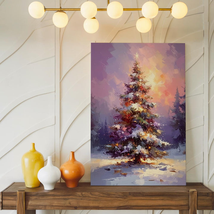 Impressionist Glowing Christmas Tree Canvas – Dreamy Pastel Holiday Wall Art - Gifitto