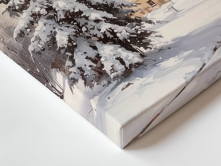 Vintage Winter Spire Canvas – Snowy Old-World Holiday Wall Art - Gifitto