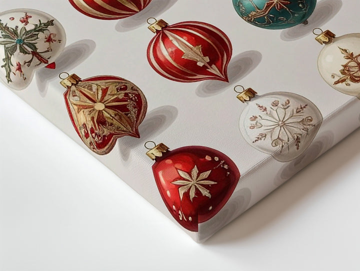 Vintage Ornament Grid Canvas – Nostalgic Christmas Wall Art with Holiday Charm - Gifitto