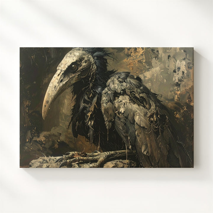 Plague Crow Creature Canvas – Gothic Horror Bird of Decay Wall Art - Gifitto