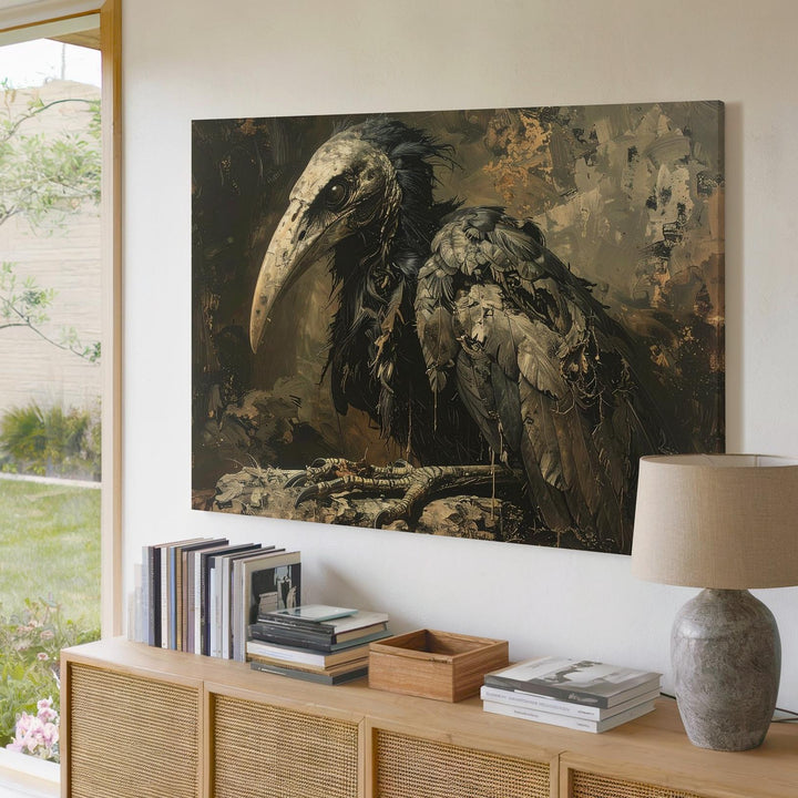 Plague Crow Creature Canvas – Gothic Horror Bird of Decay Wall Art - Gifitto