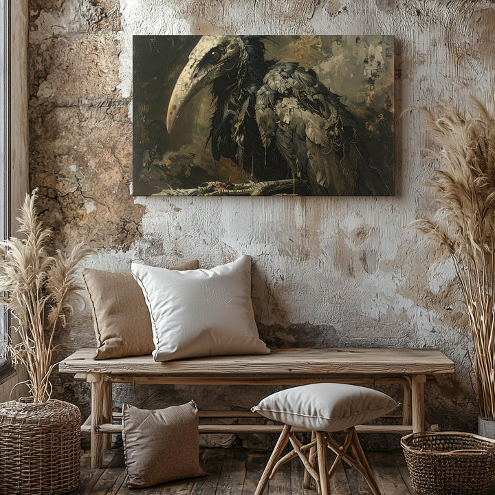 Plague Crow Creature Canvas – Gothic Horror Bird of Decay Wall Art - Gifitto