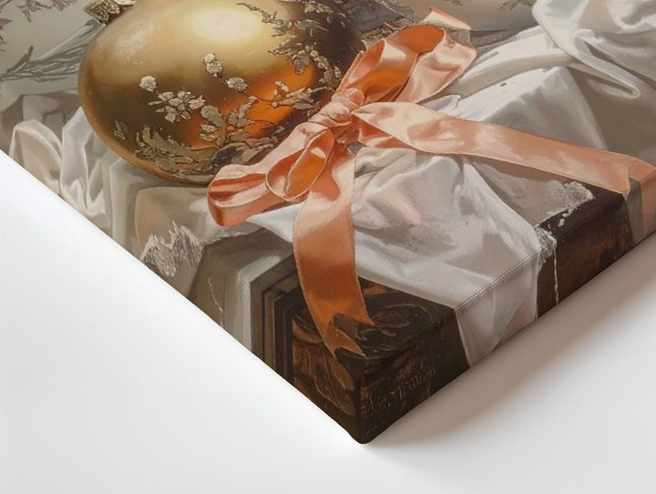 Elegant Glass Ornament Canvas – Classic Holiday Wall Art with Warm Tones - Gifitto