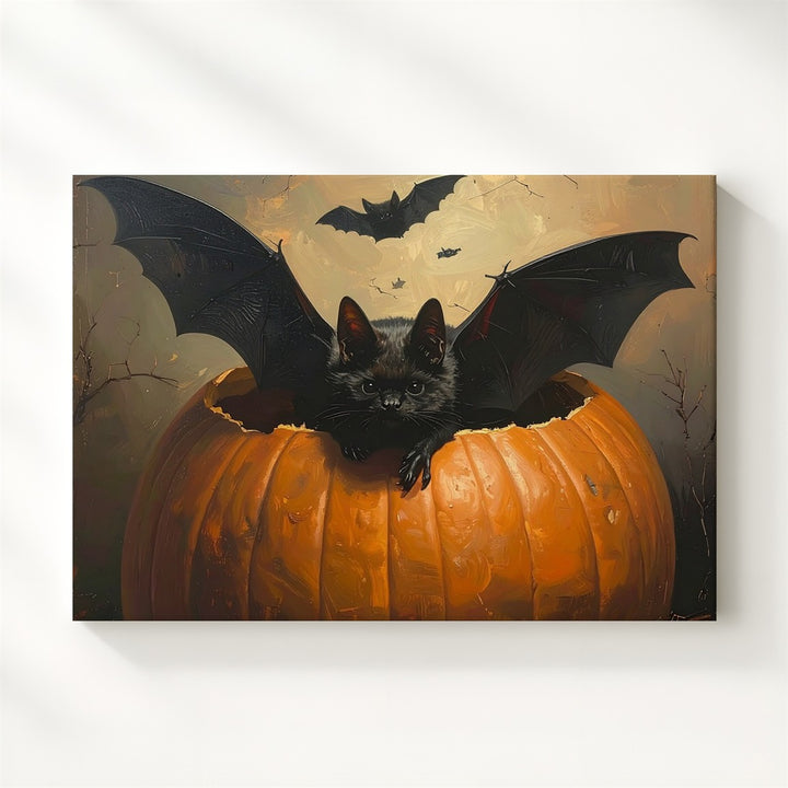 Twilight Bats Canvas – Realistic Halloween Night Flight Wall Art - Gifitto