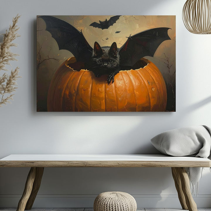 Twilight Bats Canvas – Realistic Halloween Night Flight Wall Art - Gifitto