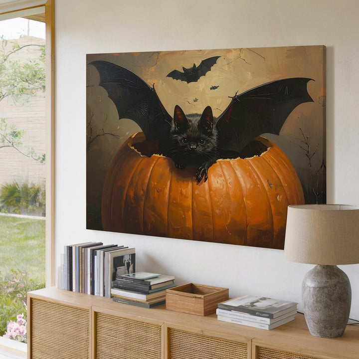 Twilight Bats Canvas – Realistic Halloween Night Flight Wall Art - Gifitto