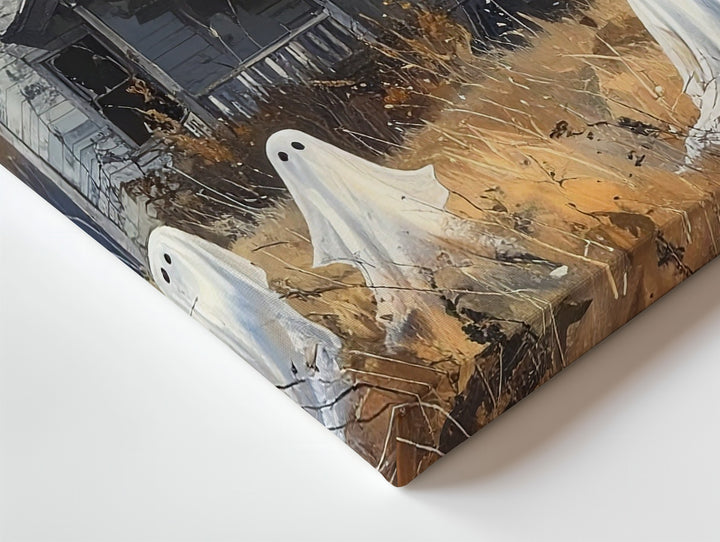Melancholic Ghosts & Abandoned House Canvas – Quiet Halloween Memory Art - Gifitto