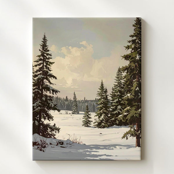 Winter Pines Landscape Canvas – Serene Christmas Forest Wall Art - Gifitto