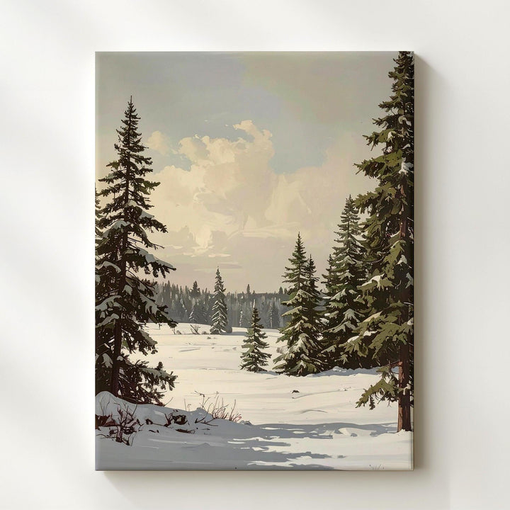 Winter Pines Landscape Canvas – Serene Christmas Forest Wall Art - Gifitto