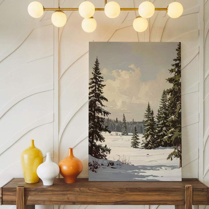Winter Pines Landscape Canvas – Serene Christmas Forest Wall Art - Gifitto