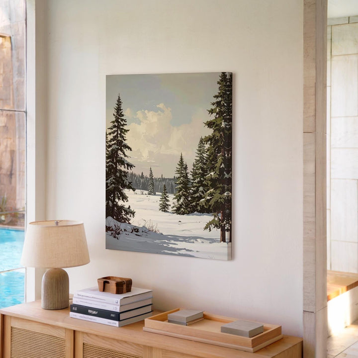 Winter Pines Landscape Canvas – Serene Christmas Forest Wall Art - Gifitto
