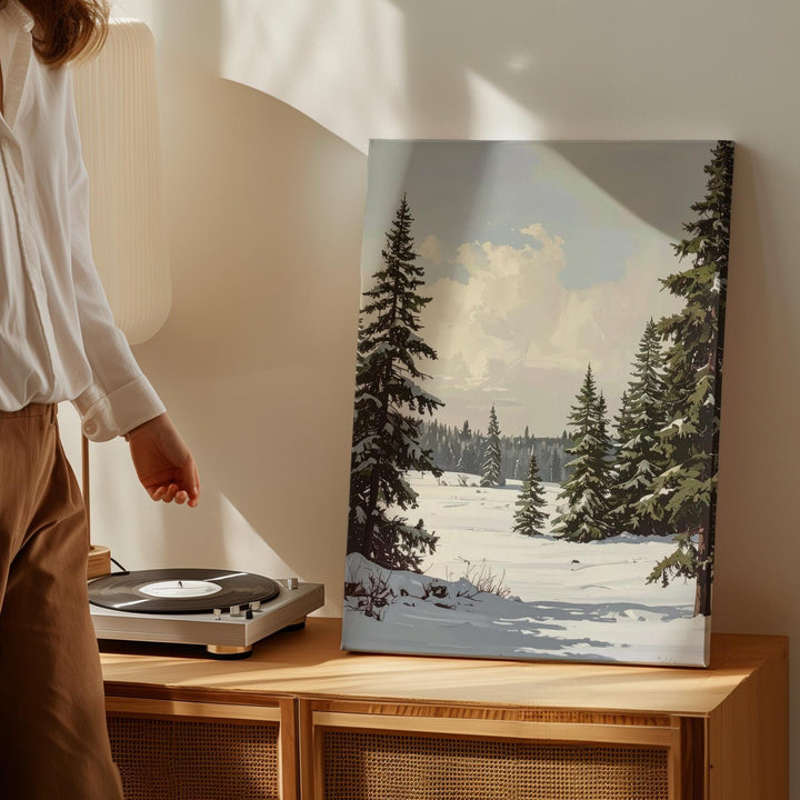 Winter Pines Landscape Canvas – Serene Christmas Forest Wall Art - Gifitto