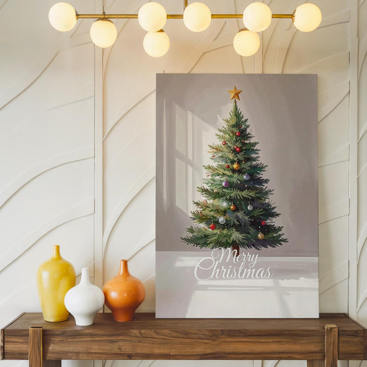 Watercolor Merry Christmas Tree Canvas – Hand-Painted Holiday Wall Art - Gifitto