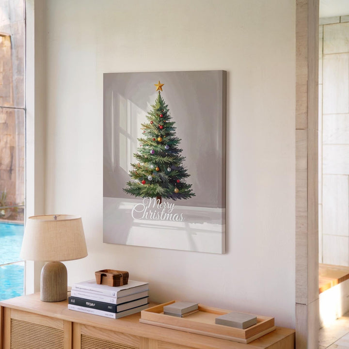 Watercolor Merry Christmas Tree Canvas – Hand-Painted Holiday Wall Art - Gifitto