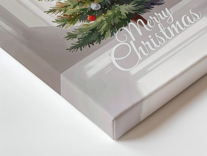 Watercolor Merry Christmas Tree Canvas – Hand-Painted Holiday Wall Art - Gifitto
