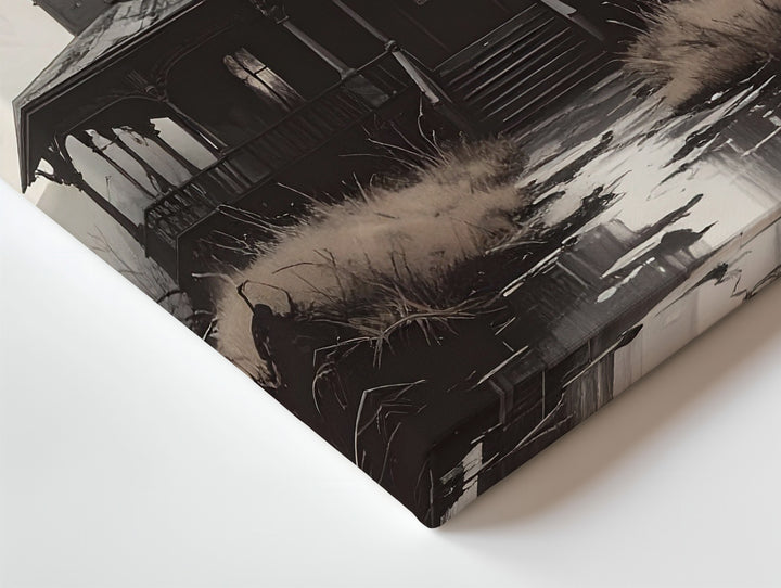 Haunted Gothic Mansion Canvas – Eerie Full Moon Halloween Night Art - Gifitto