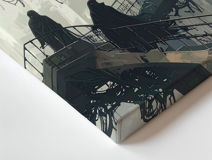 Ghostly Spiral Staircase Canvas – Surreal Gothic Architectural Horror Art - Gifitto