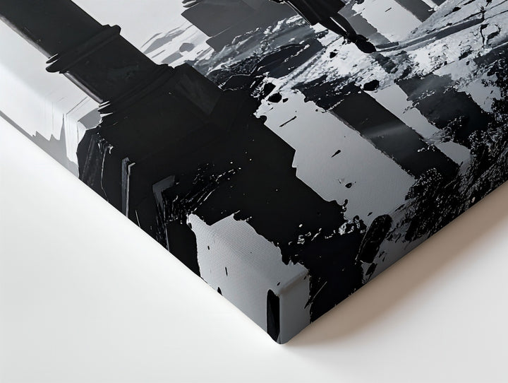 Shadow Corridor Canvas – Grayscale Architectural Horror with Reflective Flooding - Gifitto