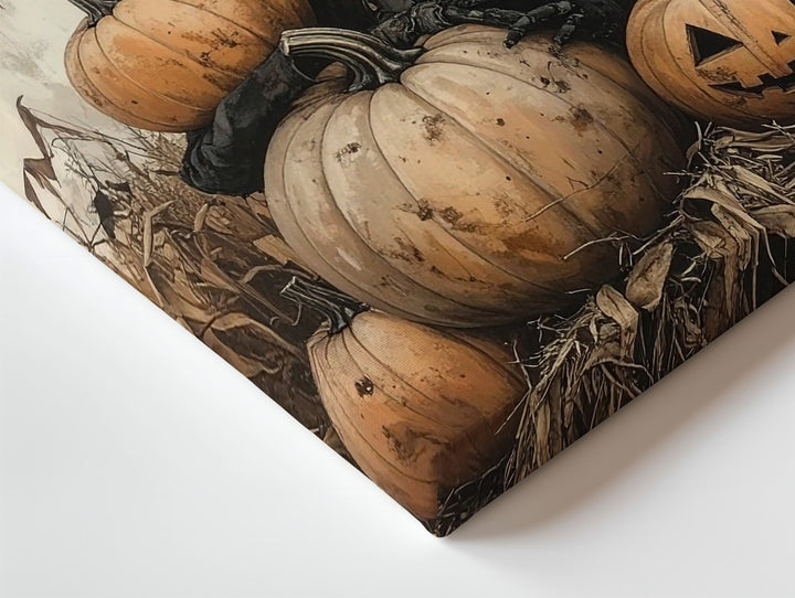 Pumpkin Scarecrow Canvas – Folk Horror Halloween Harvest Art - Gifitto