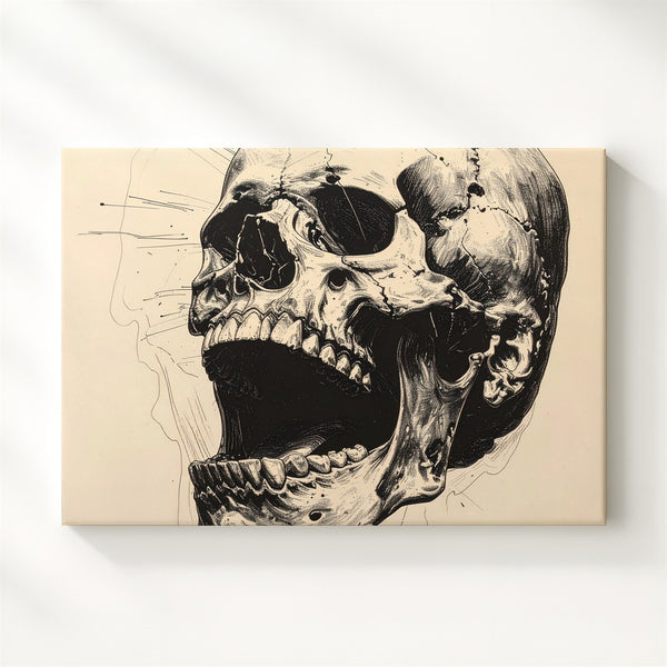 Screaming Skull Ink Canvas – High-Contrast Halloween Tattoo Art - Gifitto