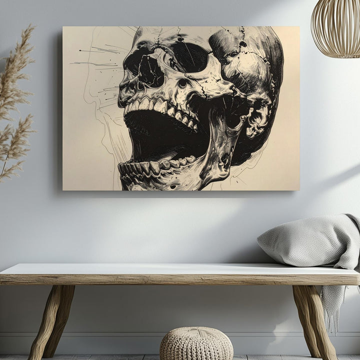 Screaming Skull Ink Canvas – High-Contrast Halloween Tattoo Art - Gifitto