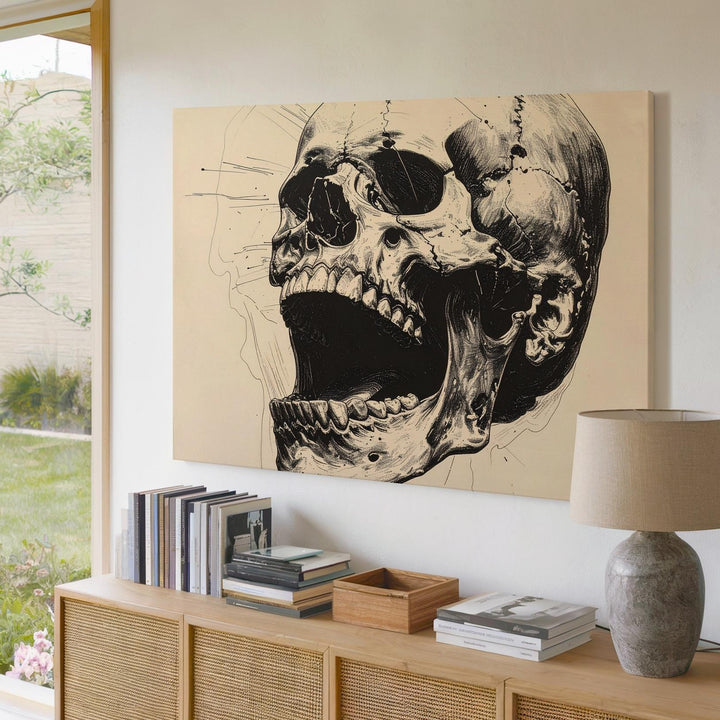 Screaming Skull Ink Canvas – High-Contrast Halloween Tattoo Art - Gifitto