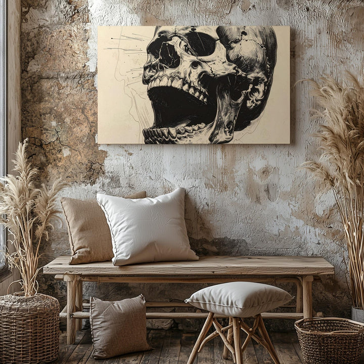 Screaming Skull Ink Canvas – High-Contrast Halloween Tattoo Art - Gifitto