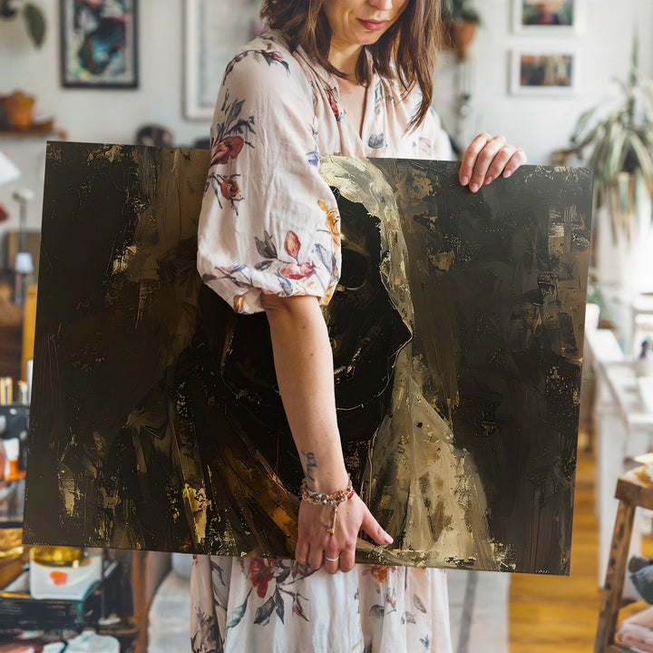 Grim Sentinel Canvas – Hooded Skeleton Portrait with Gothic Death Symbolism - Gifitto