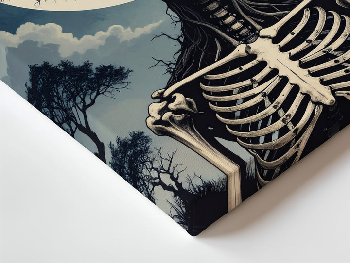 Skeleton Tree of Life Canvas – Surreal Gothic Moonlit Halloween Art - Gifitto