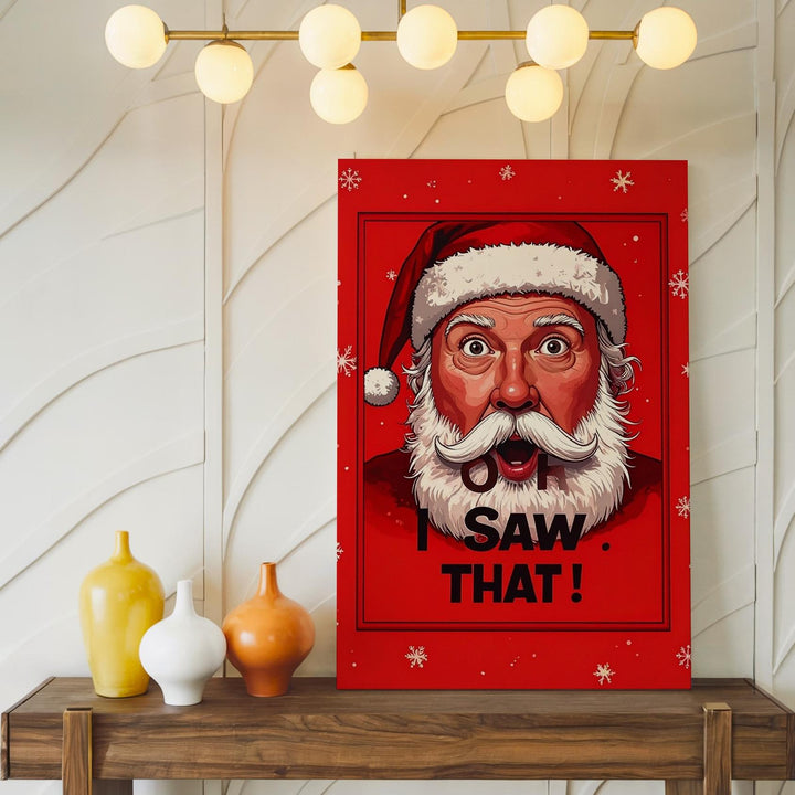 Funny Santa “OOH, I SAW THAT!” Canvas – Comic-Style Christmas Wall Art - Gifitto