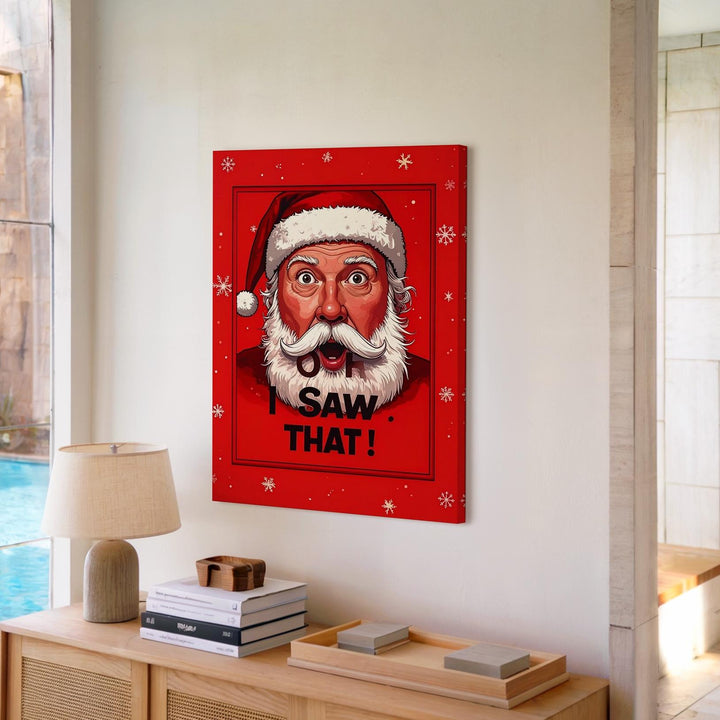 Funny Santa “OOH, I SAW THAT!” Canvas – Comic-Style Christmas Wall Art - Gifitto