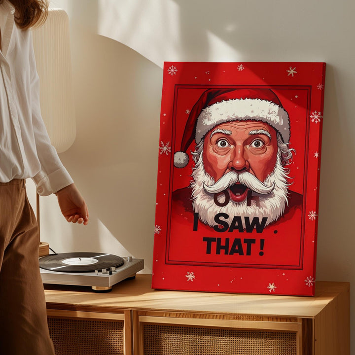 Funny Santa “OOH, I SAW THAT!” Canvas – Comic-Style Christmas Wall Art - Gifitto