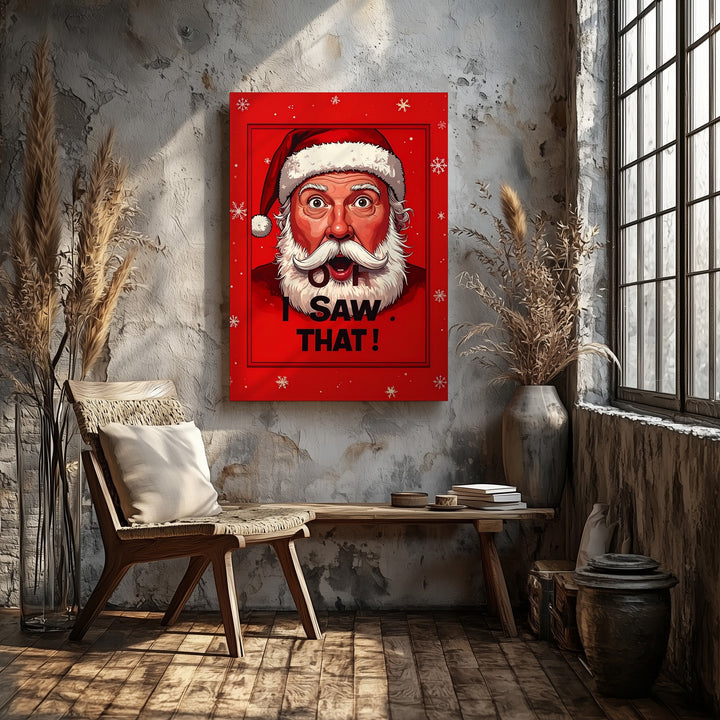 Funny Santa “OOH, I SAW THAT!” Canvas – Comic-Style Christmas Wall Art - Gifitto