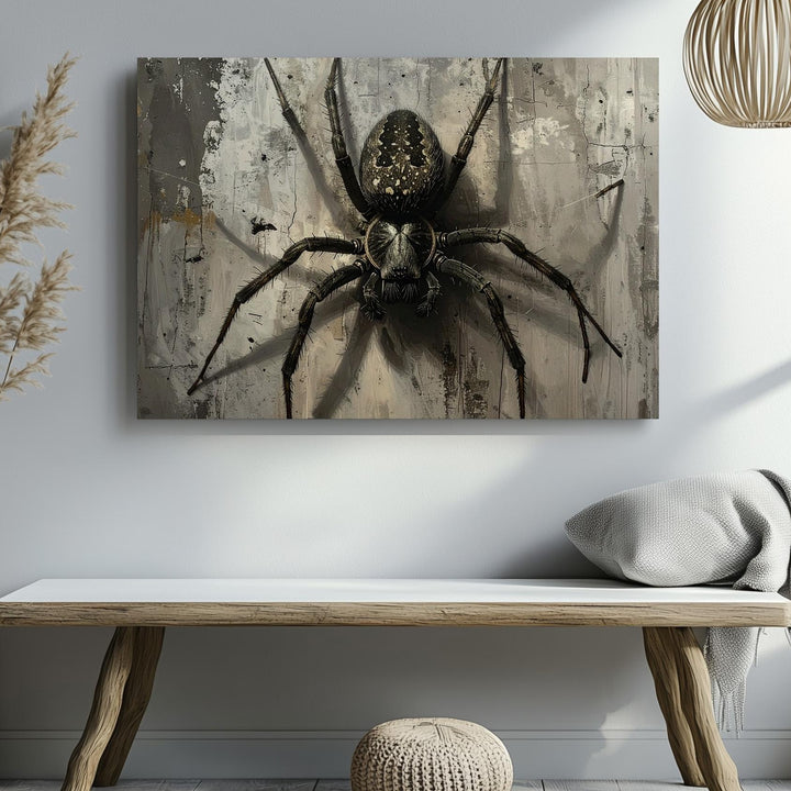 Lurking Spider Canvas – Hyperrealistic Gothic Wall Art of Fear and Tension - Gifitto