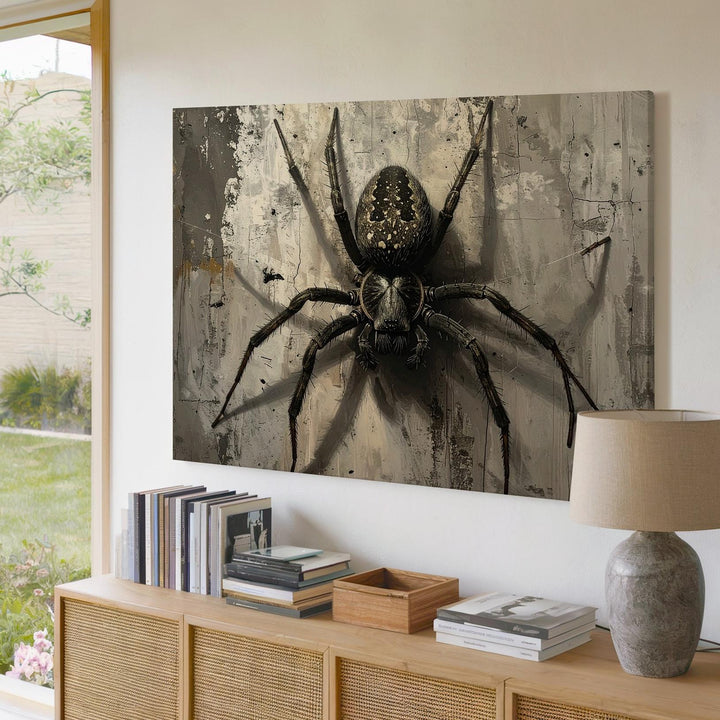 Lurking Spider Canvas – Hyperrealistic Gothic Wall Art of Fear and Tension - Gifitto
