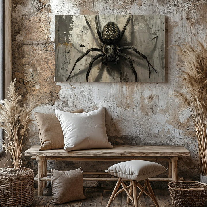 Lurking Spider Canvas – Hyperrealistic Gothic Wall Art of Fear and Tension - Gifitto