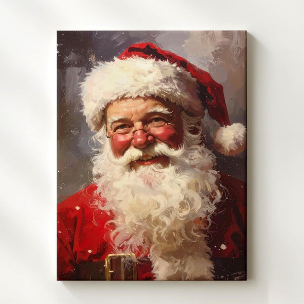 Joyful Santa Claus Portrait Canvas – Classic Christmas Cheer Wall Art - Gifitto