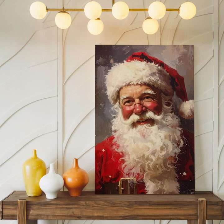 Joyful Santa Claus Portrait Canvas – Classic Christmas Cheer Wall Art - Gifitto