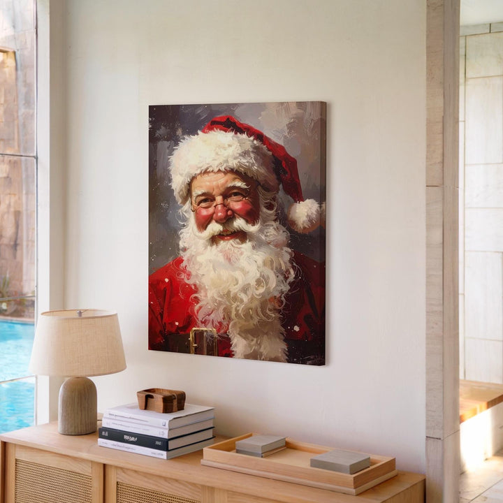 Joyful Santa Claus Portrait Canvas – Classic Christmas Cheer Wall Art - Gifitto