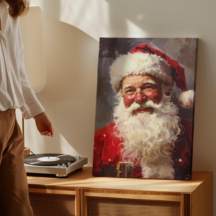 Joyful Santa Claus Portrait Canvas – Classic Christmas Cheer Wall Art - Gifitto