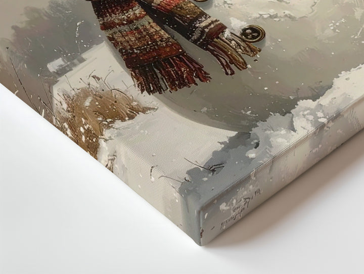 Joyful Snowman with Raised Arms Canvas – Playful Holiday Wall Art - Gifitto