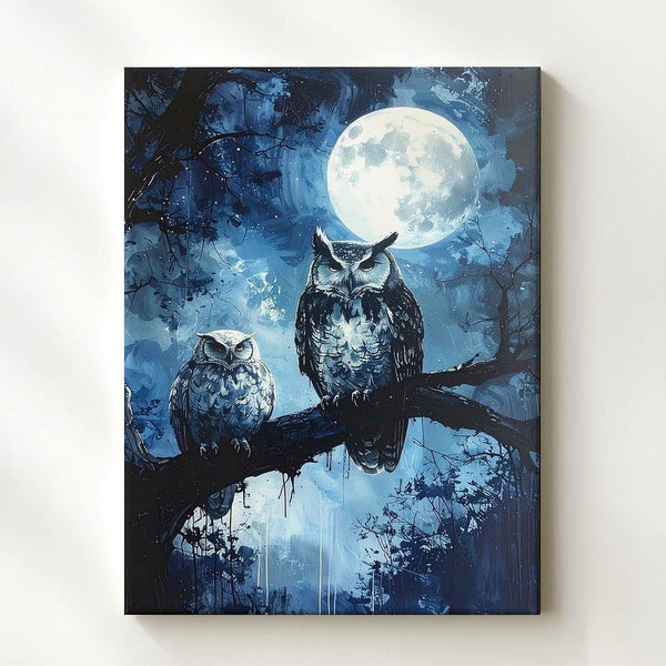 Moonlit Owl Canvas – Mystical Halloween Forest Guardian Art - Gifitto
