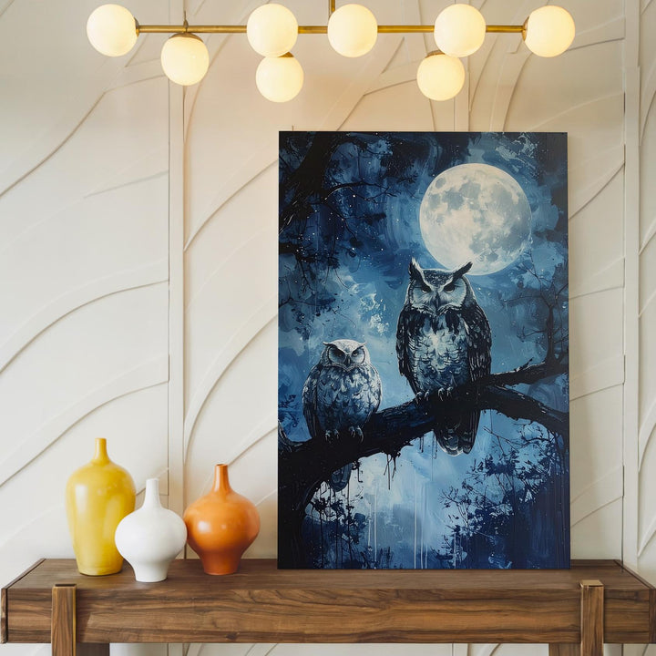 Moonlit Owl Canvas – Mystical Halloween Forest Guardian Art - Gifitto