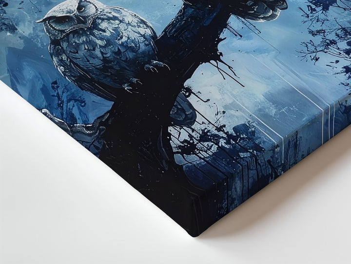 Moonlit Owl Canvas – Mystical Halloween Forest Guardian Art - Gifitto