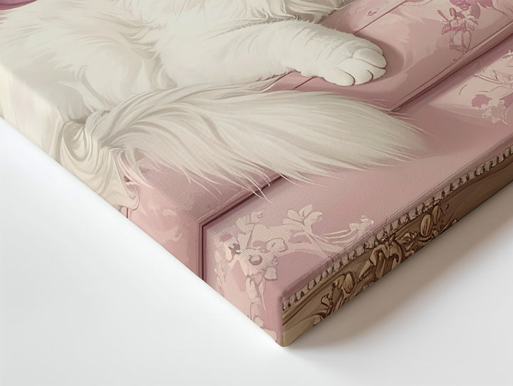 Pastel Witch Cat Canvas – Elegant White Cat on Vintage Pink Chair - Gifitto